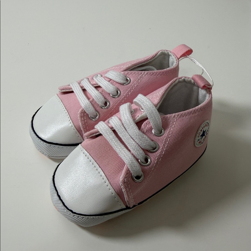 Baby Canvas Walker Sneakers in Pink with White Toe